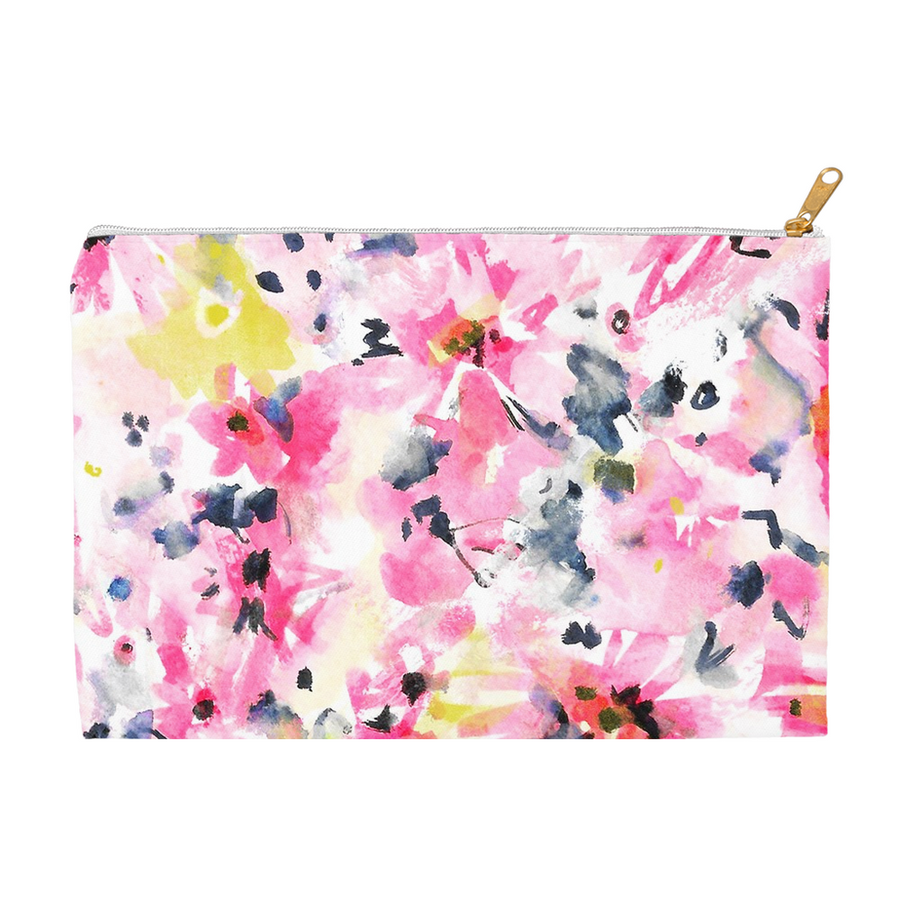 Zipper Accessory Pouch - "Watercolor Floral" Design (2 sizes)