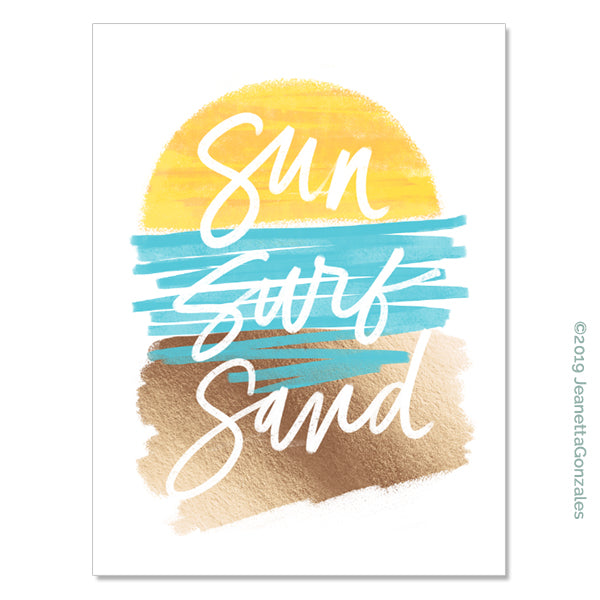 "Sun Surf Sand" 8x10 Art Print
